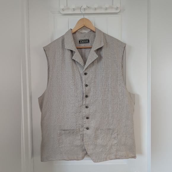 Einhorn Other - Einhorn Beige Linen Button-Up Vest With Pockets Size XL